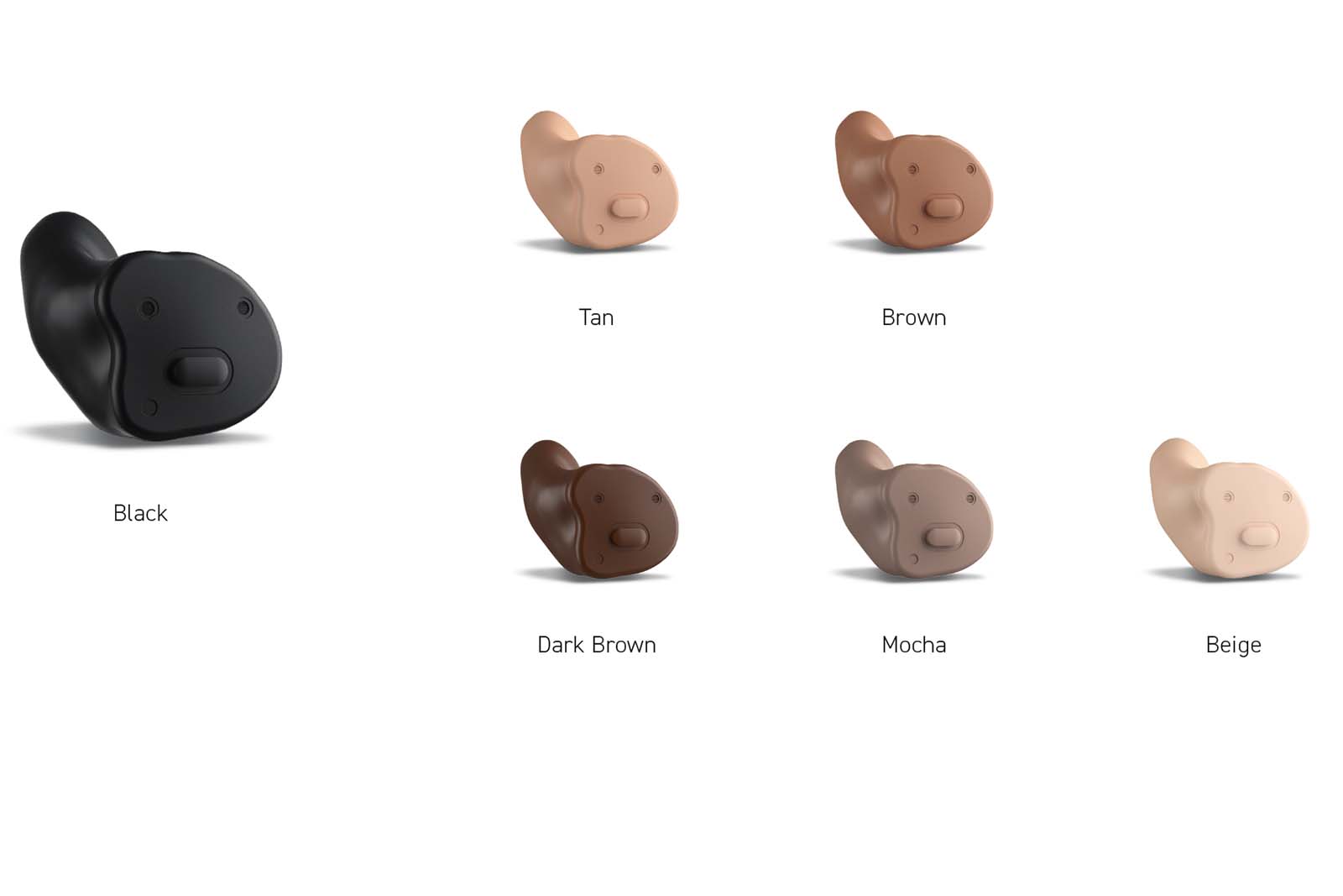 BiCore custom hearing aids color range